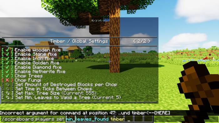 Timber Data Pack For 1 18 1 17 1 One Hit Tree Chopping In Minecraft